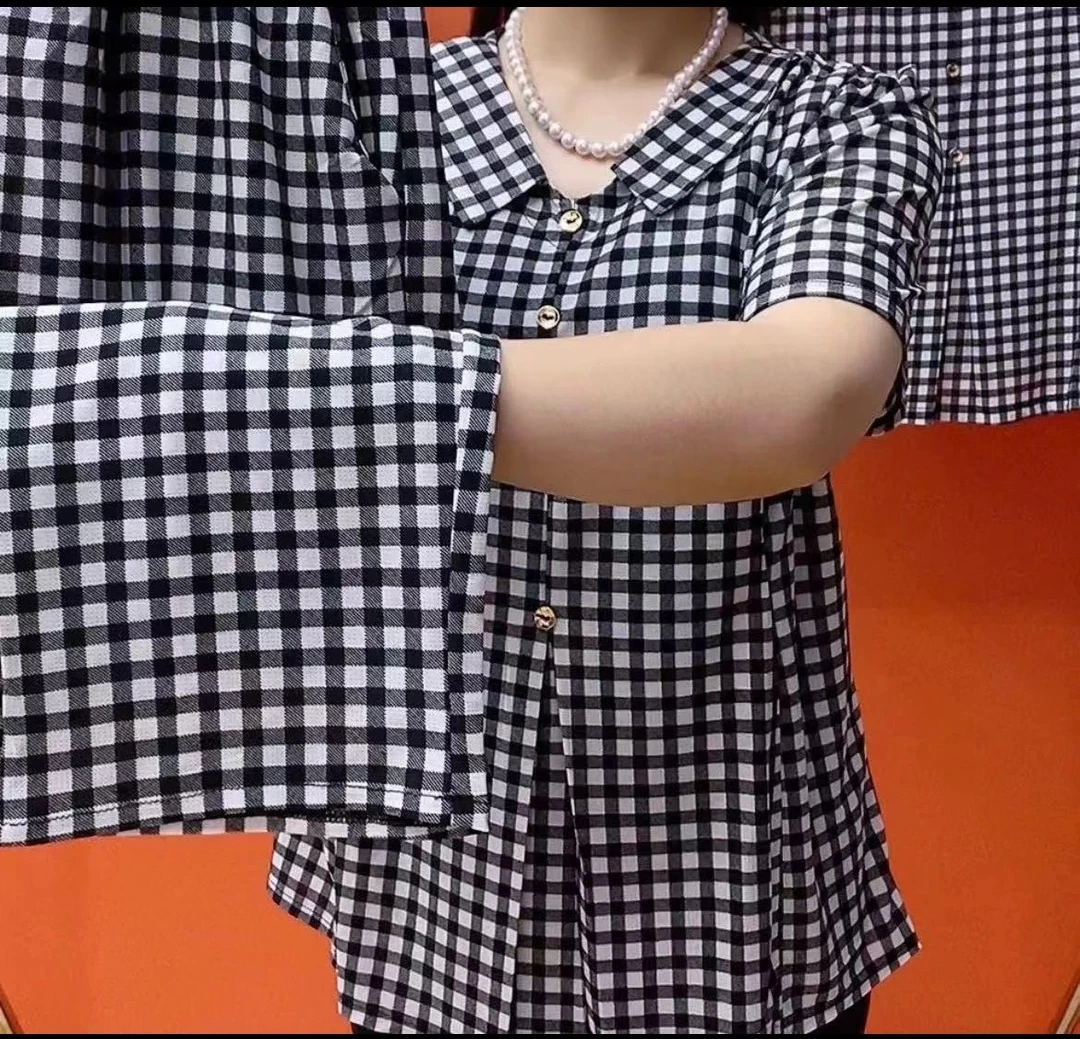 夏季新款时尚妈妈套装气质翻领经典花色两件套妈妈装