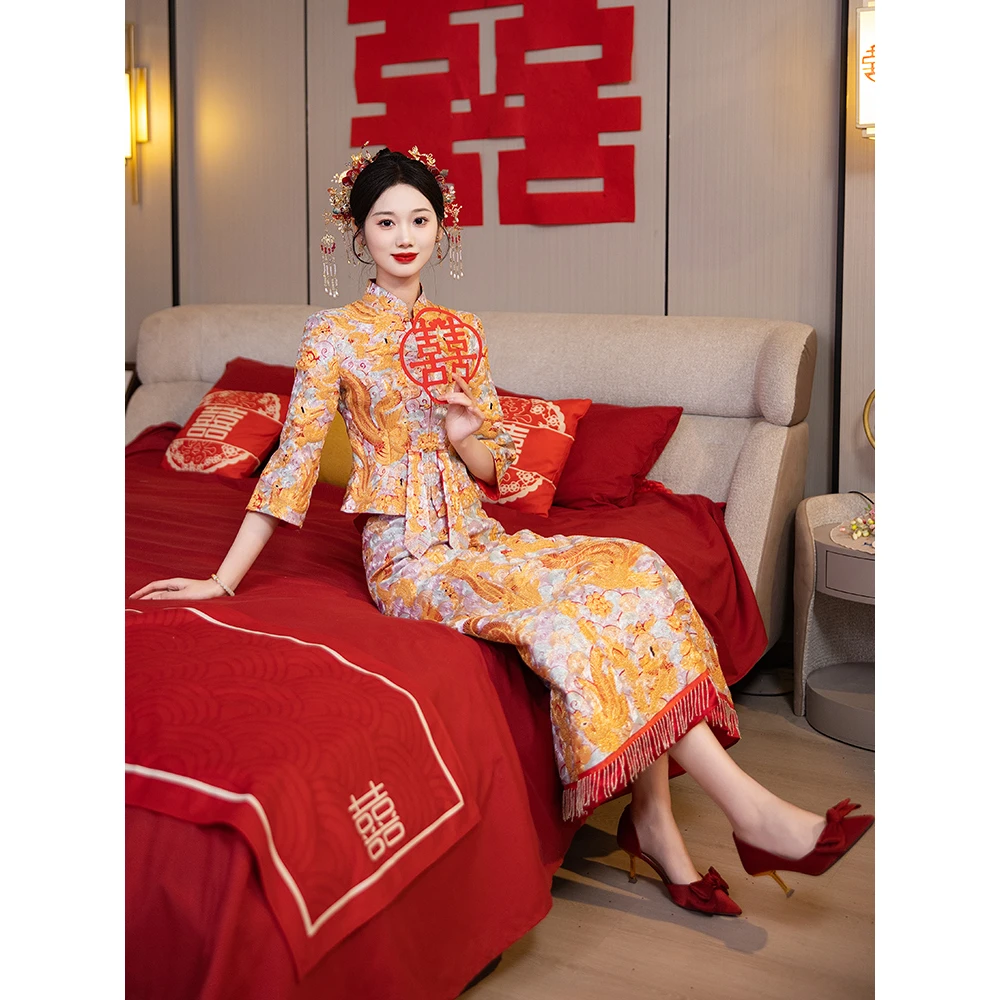 龙凤褂褂皇2024年新款新娘结婚中式古装嫁衣高级感修身重工秀禾服