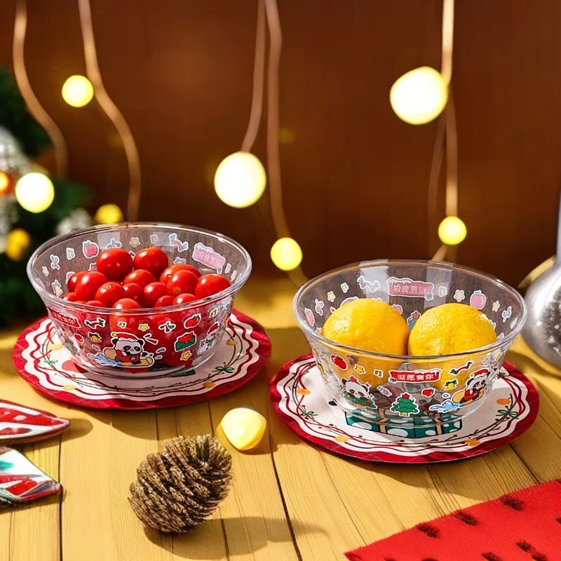【圣诞餐具系列】两只装800ml玻璃大碗家用大容量米饭碗汤碗沙拉碗