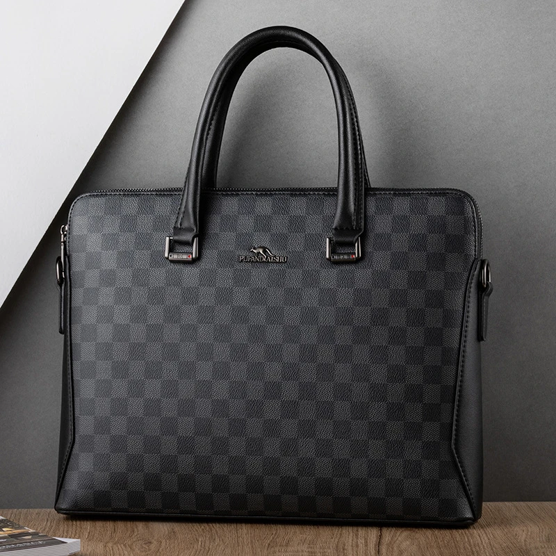 双拉链男士男款手提包轻奢商务公文包多隔层大容量钱包男士男款