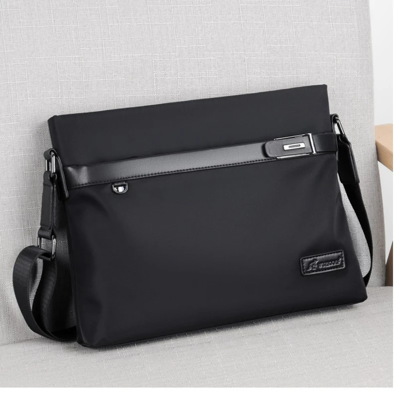 彬澳袋鼠男士时尚单肩包a4横款文件包牛津布斜挎包商务公文包潮流