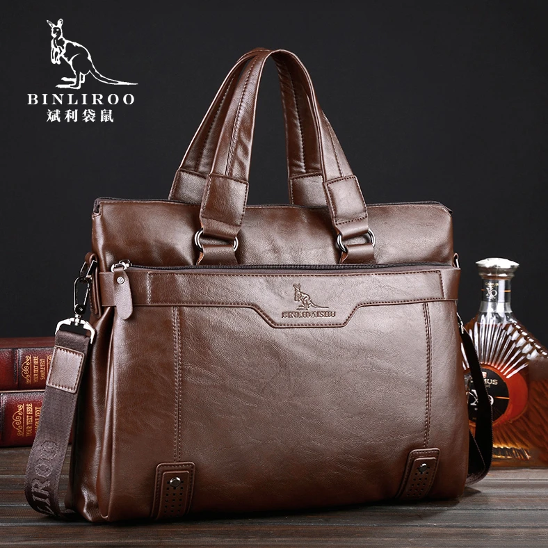 斌利袋鼠商务公文包手提包手拎肩包简约时尚单肩斜挎包男士男款