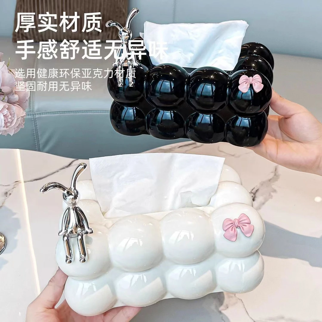 创意云朵时尚纸巾盒 家用客厅茶几可爱装饰带弹簧抽纸盒桌面摆件