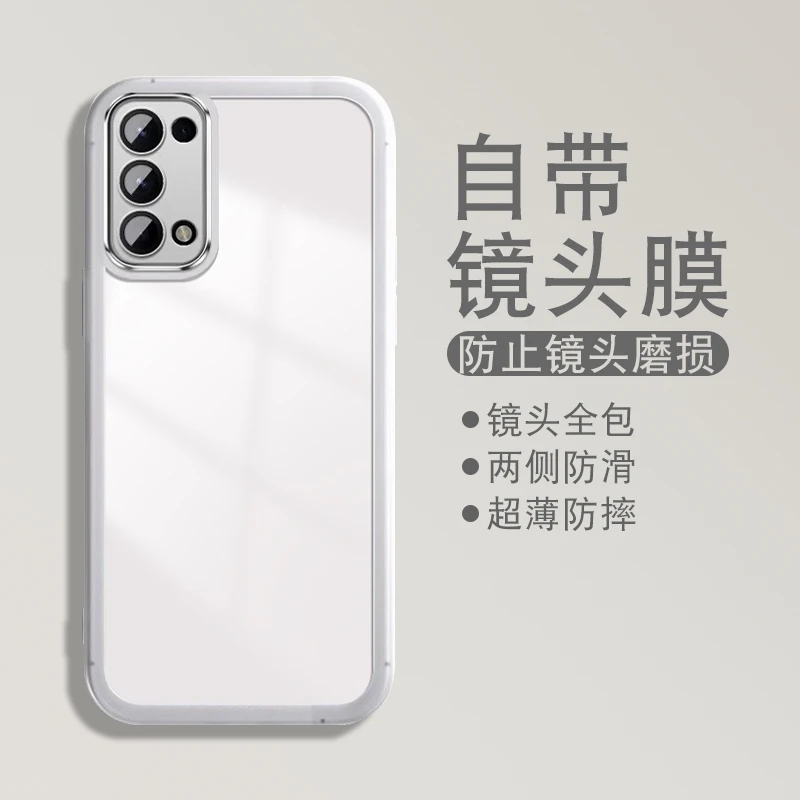 适用于opporeno5pro手机壳reno5简约透明镜头全包情侣防摔保护套k