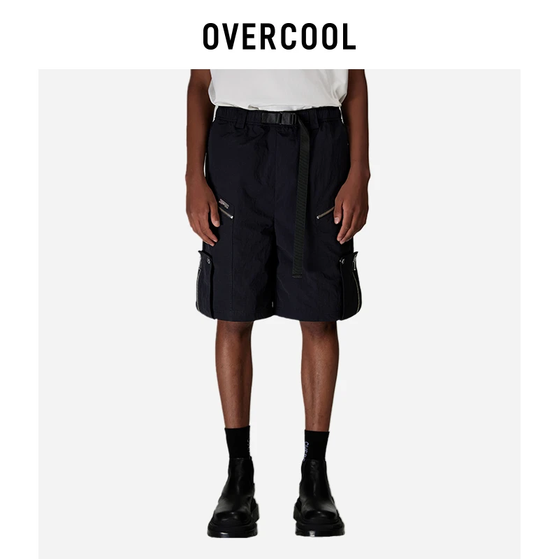 OVERCOOL潮牌男款设计师宽松透气休闲美式复古尼龙机能拉链短裤