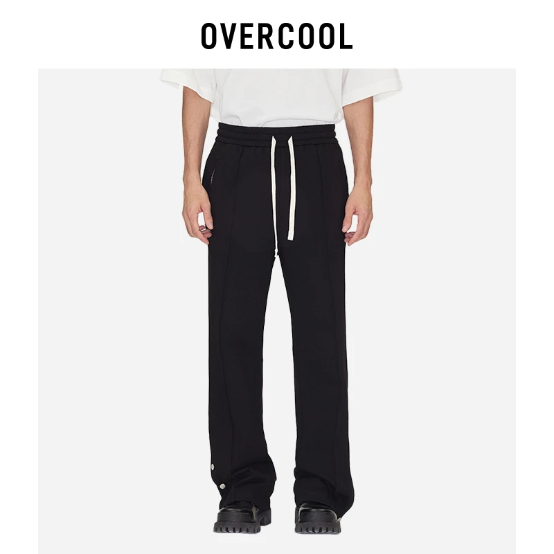 OVERCOOL潮牌高街男装休闲裤运动美式宽松重磅毛圈微喇抽绳长裤