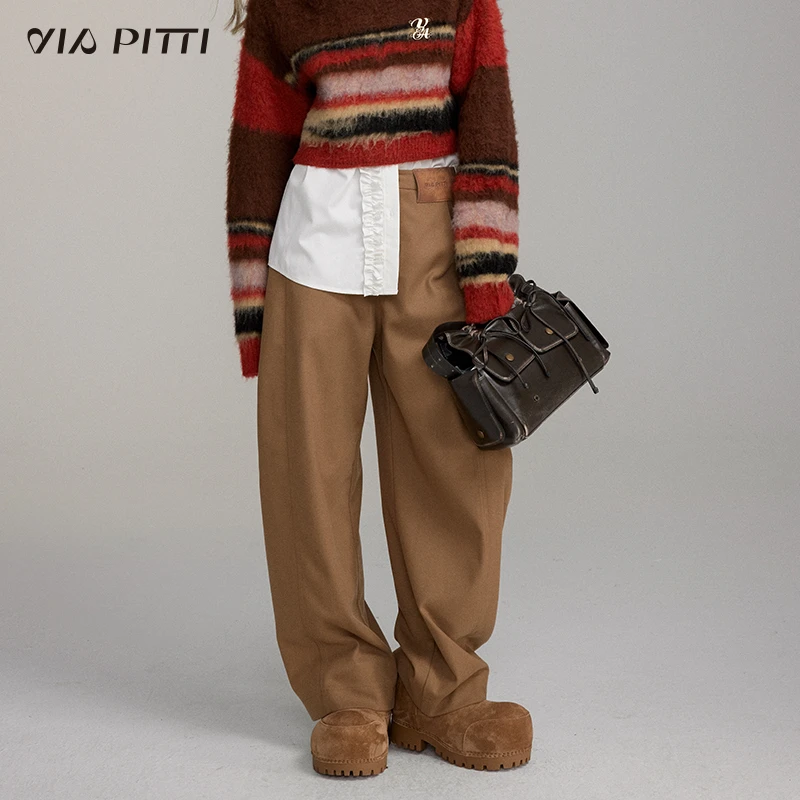 ViaPitti【官方专属】休闲宽松弯刀裤休闲裤V24DP253