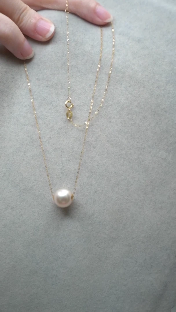 【闪购商品】淡水珍珠颈饰18K金镶嵌通体18K金    白色路路通项链