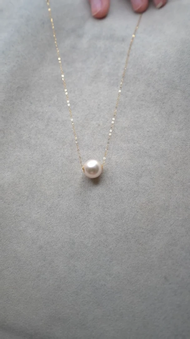 【闪购商品】淡水珍珠颈饰18K金镶嵌通体18K金    白色路路通项链