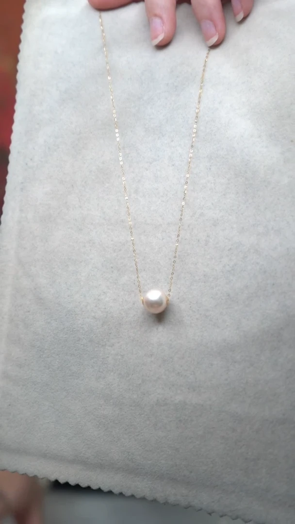 【闪购商品】淡水珍珠颈饰18K金镶嵌通体18K金    白色路路通项链