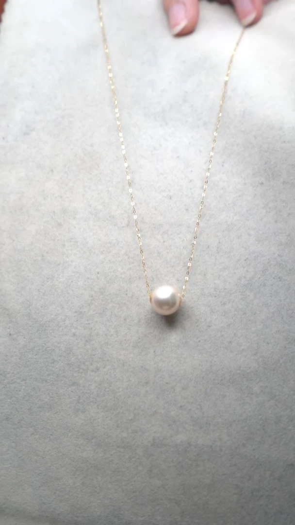 【闪购商品】淡水珍珠颈饰18K金镶嵌通体18K金    白色路路通项链