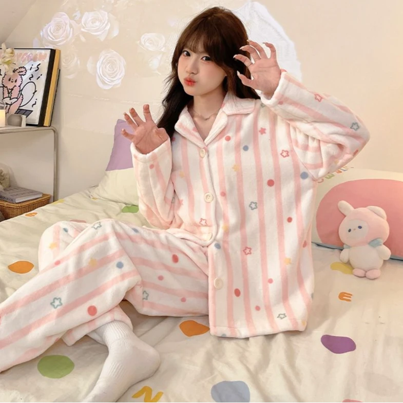 7号-【霓虹甜心】冬季法兰绒甜美新款睡衣套装睡衣保暖爆款家居服