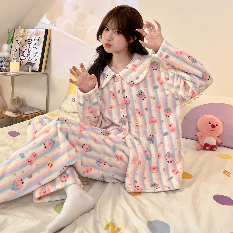 5号-【loopy小海狸】冬季法兰绒甜美新款睡衣套装睡衣爆款家居服