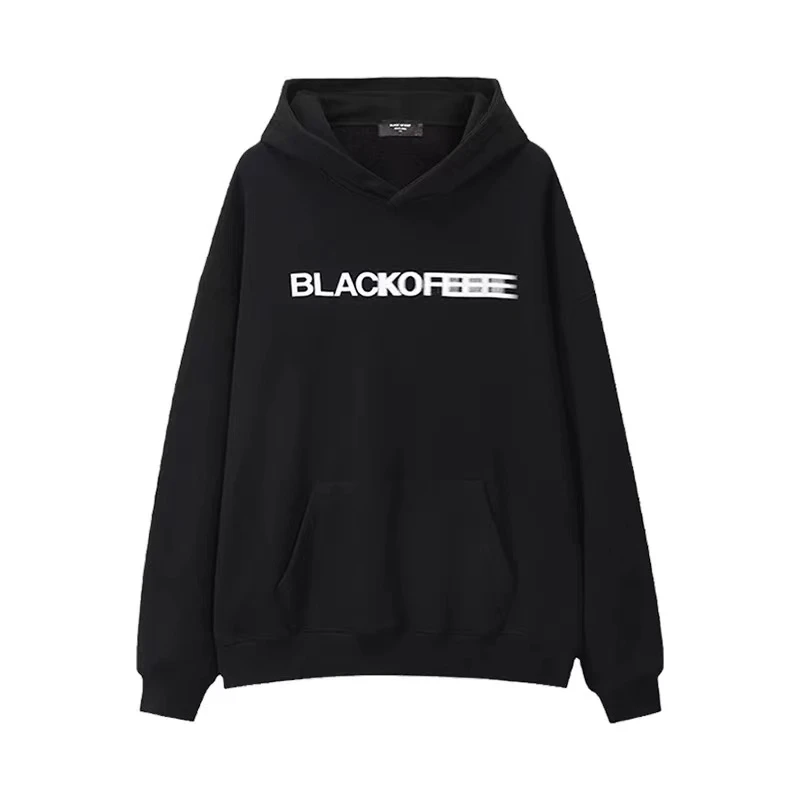 BLACK OF EXIT国潮幻影印花宽松连帽卫衣加绒简约高级感帽衫男女