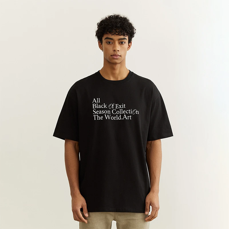 BLACK OF EXIT美式高街标语宽松凉感短袖情侣款设计感简约T恤潮