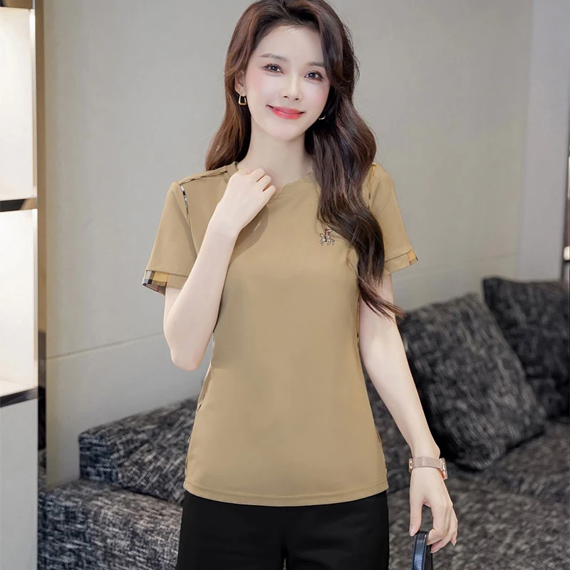 2024短袖t恤女高端品牌衣服大码名牌女款圆领半袖体恤夏T简约