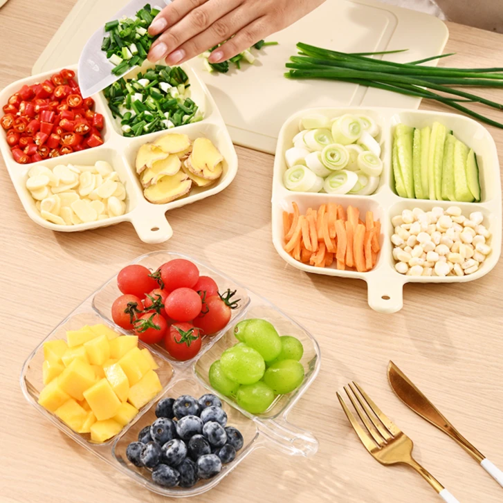 多用途分格配菜盘厨房收纳备菜盘家用火锅多功能四格