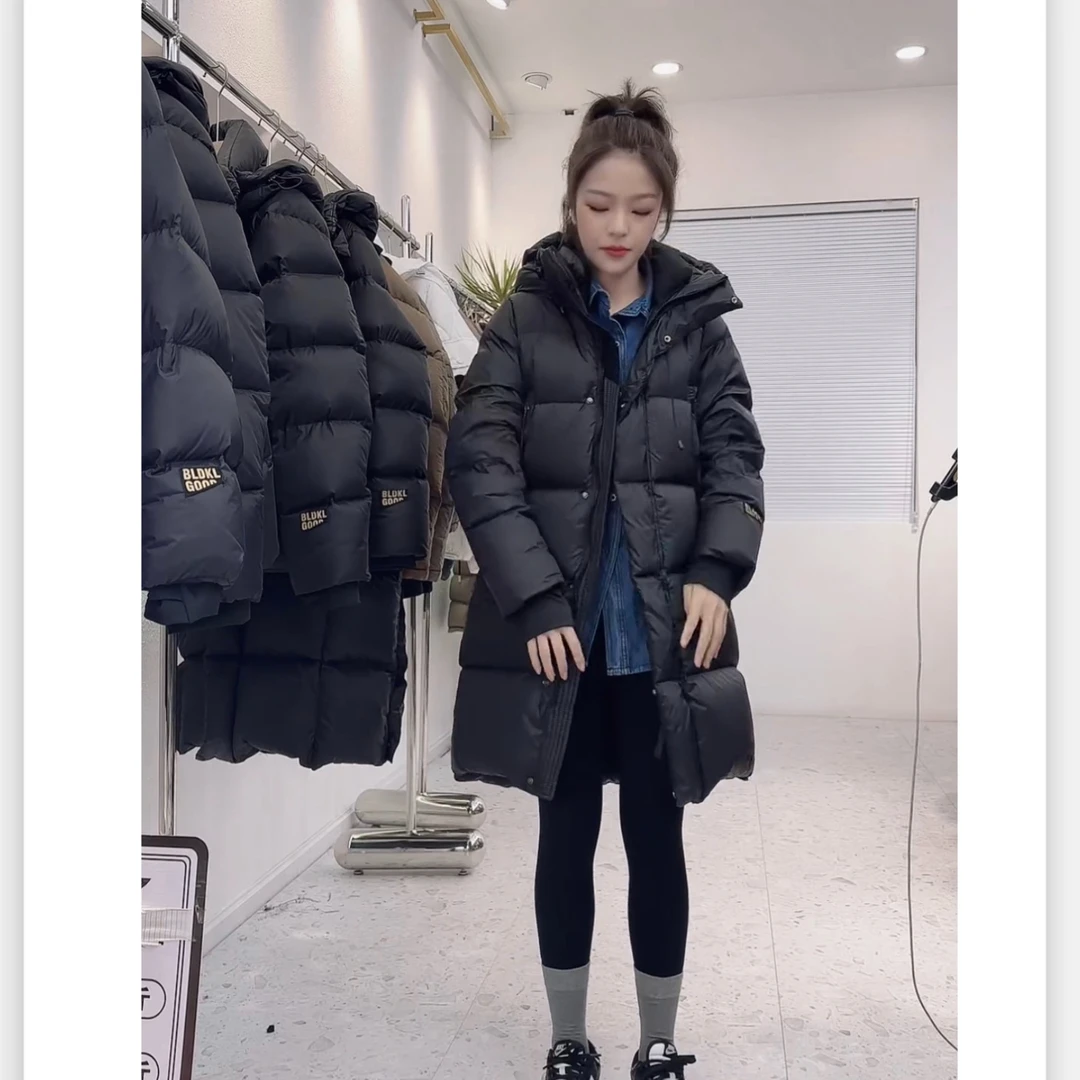 黑色中长款羽绒服加厚6