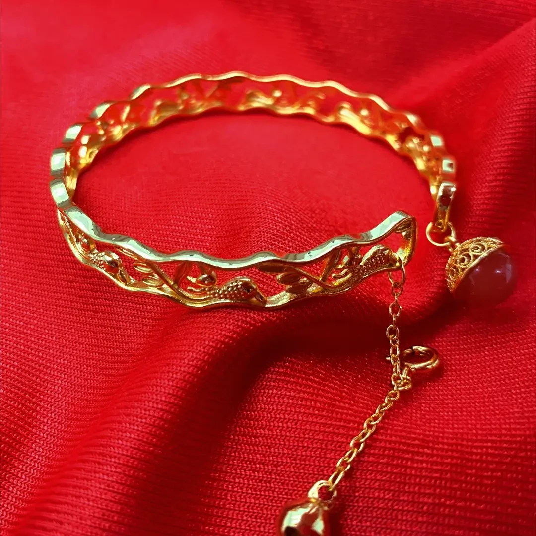 一鹿有你天然宝山南红玲珑坠镂空手镯送证书礼盒K166