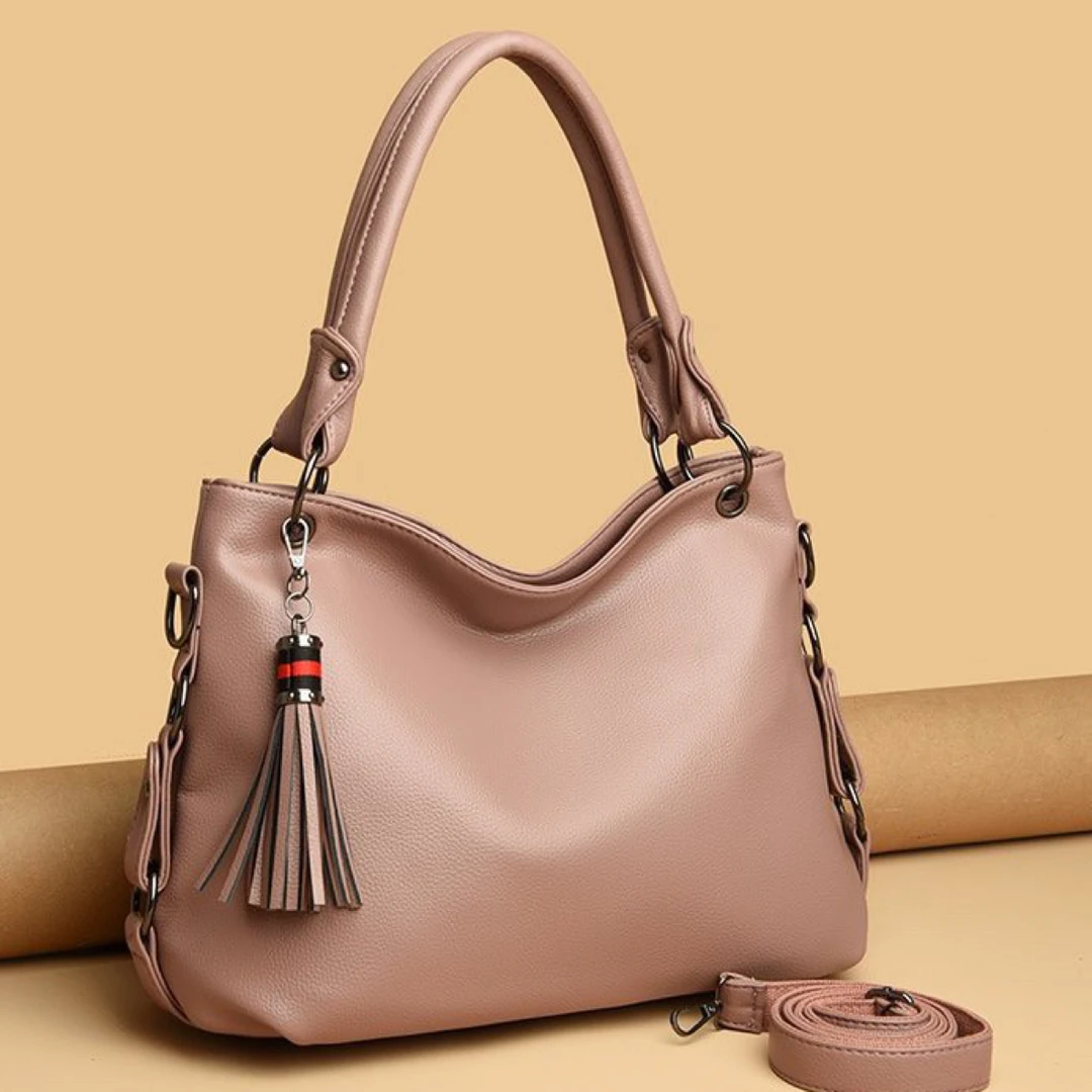 欧美流苏软皮大包女2024新款单肩斜跨包大容量通勤女包中年妈妈包