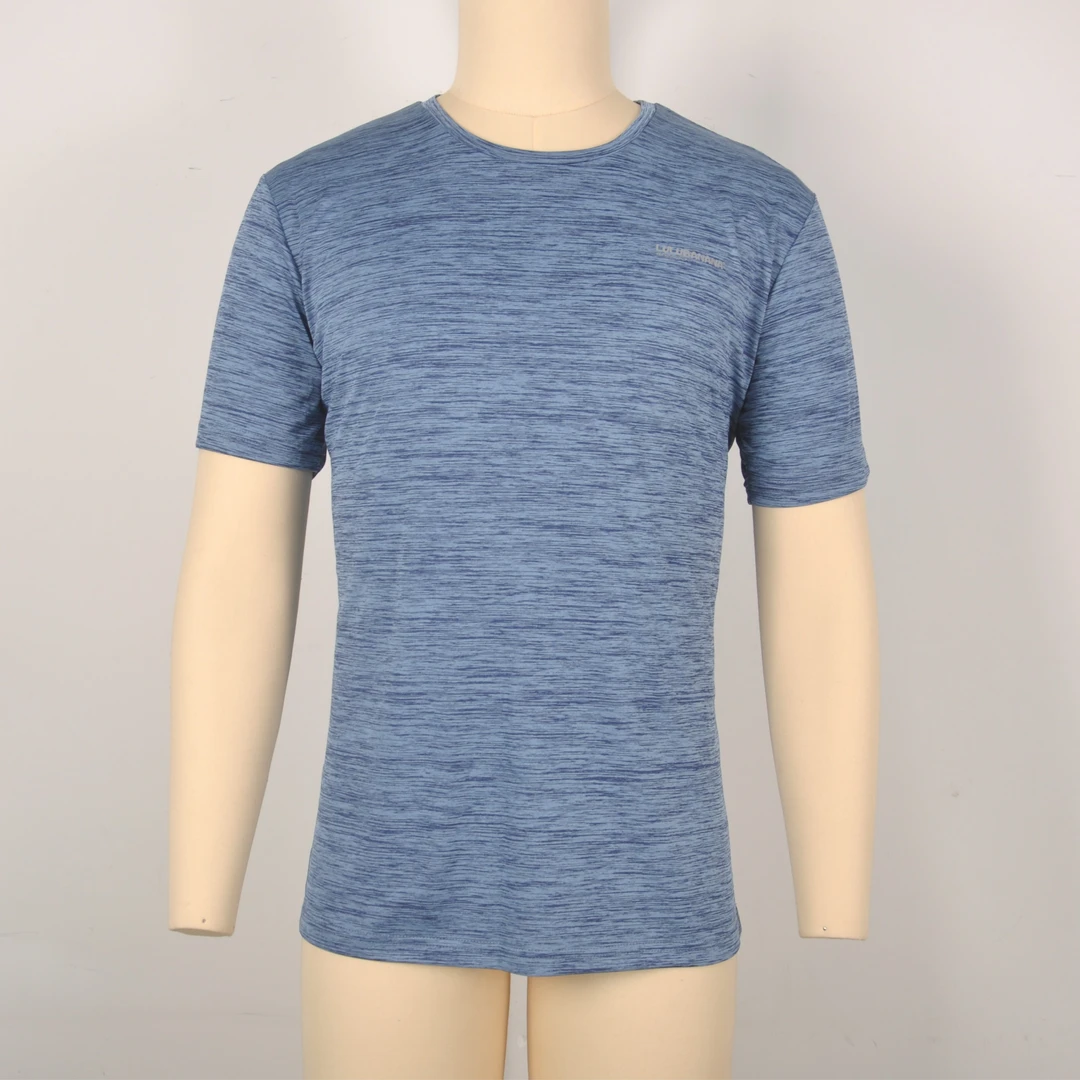 KU03男士夏季圆领速干透气薄款时尚麻色健身弹力T恤