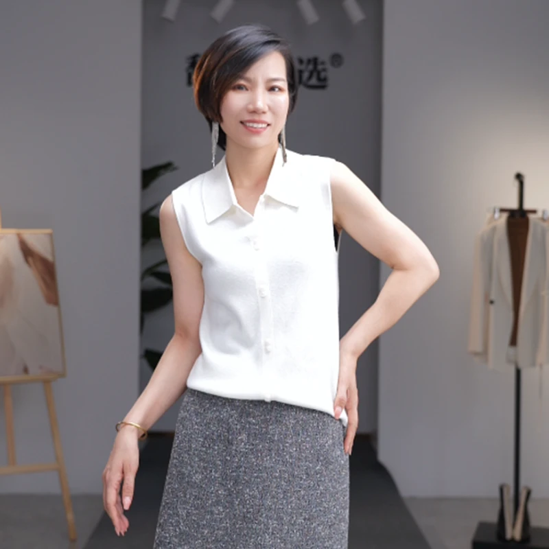 [馥芮优选] 早秋新款 百搭POLO领无袖通勤羊毛背心
