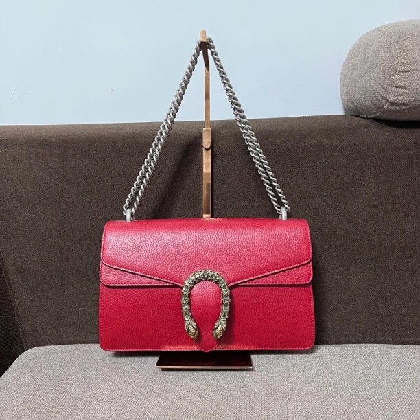 99新 GUCCI/古驰 钻扣全皮酒神中号 鱼鱼