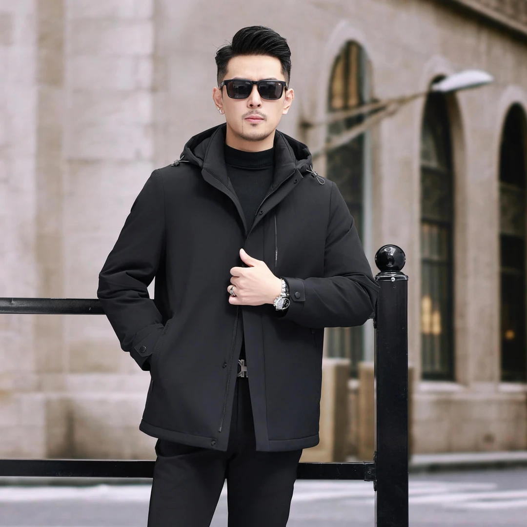 【专柜高奢】JK冬季新款加厚保暖脱卸外套休闲商务男装鹅绒服818