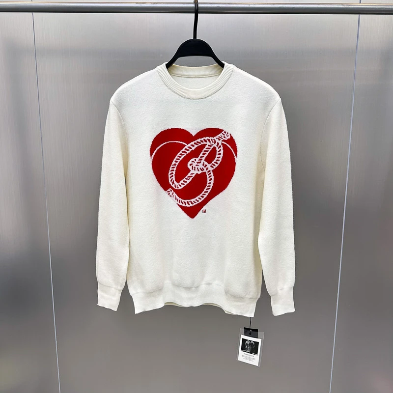 情侣白色潮流休闲男士秋冬百搭轻奢毛衣时尚针织衫长袖加绒圆领