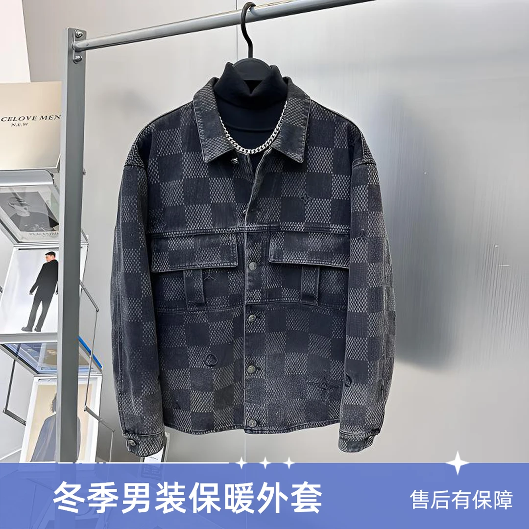 一穿一个不支声男士冬季加绒水洗牛仔外套加棉翻领外穿式衬衫外套