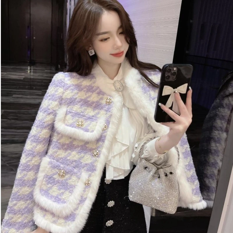 冬季新款加厚夹棉水貂毛皮草小香风外套短款高级感名媛LQ638