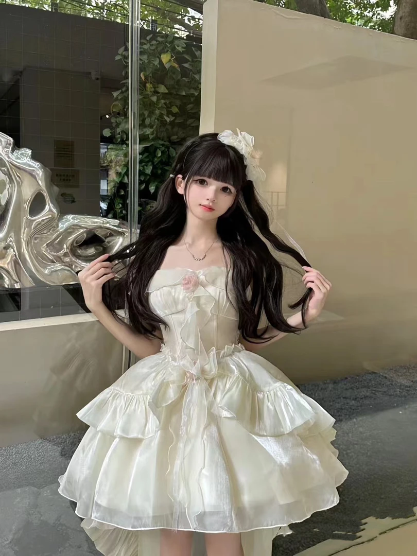 封存玫瑰岛芭蕾甜美原创洛丽塔Lolita初恋在逃公主蓬蓬仙女拖尾裙