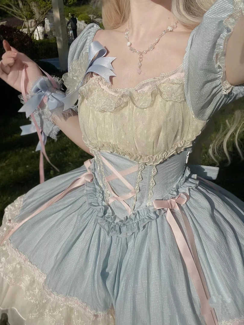 芝士咩咩新款芭蕾Lolita裙可爱lo裙连衣裙洛丽塔夏季洋装蕾丝甜美