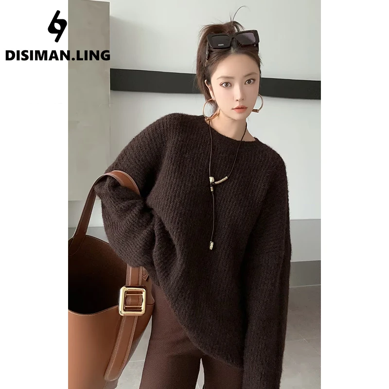 迪丝嫚苓多色针织毛衣秋冬纯色网红百搭早秋新款热力感热力感穿搭