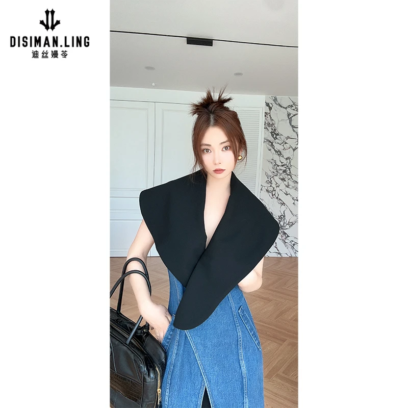 迪丝嫚苓蓝色牛仔连衣裙时尚百搭休闲气质女装连衣裙小众设计感