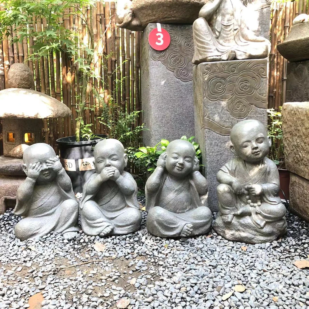 水磨坊四不沙弥造景小和尚装饰户外园林布置景观别墅庭院落地摆件