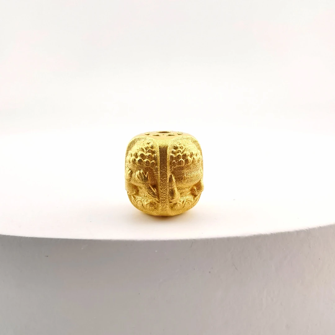 【洛一珠宝】【18K金-10*10mm】真金四小无相厚镶文玩配珠