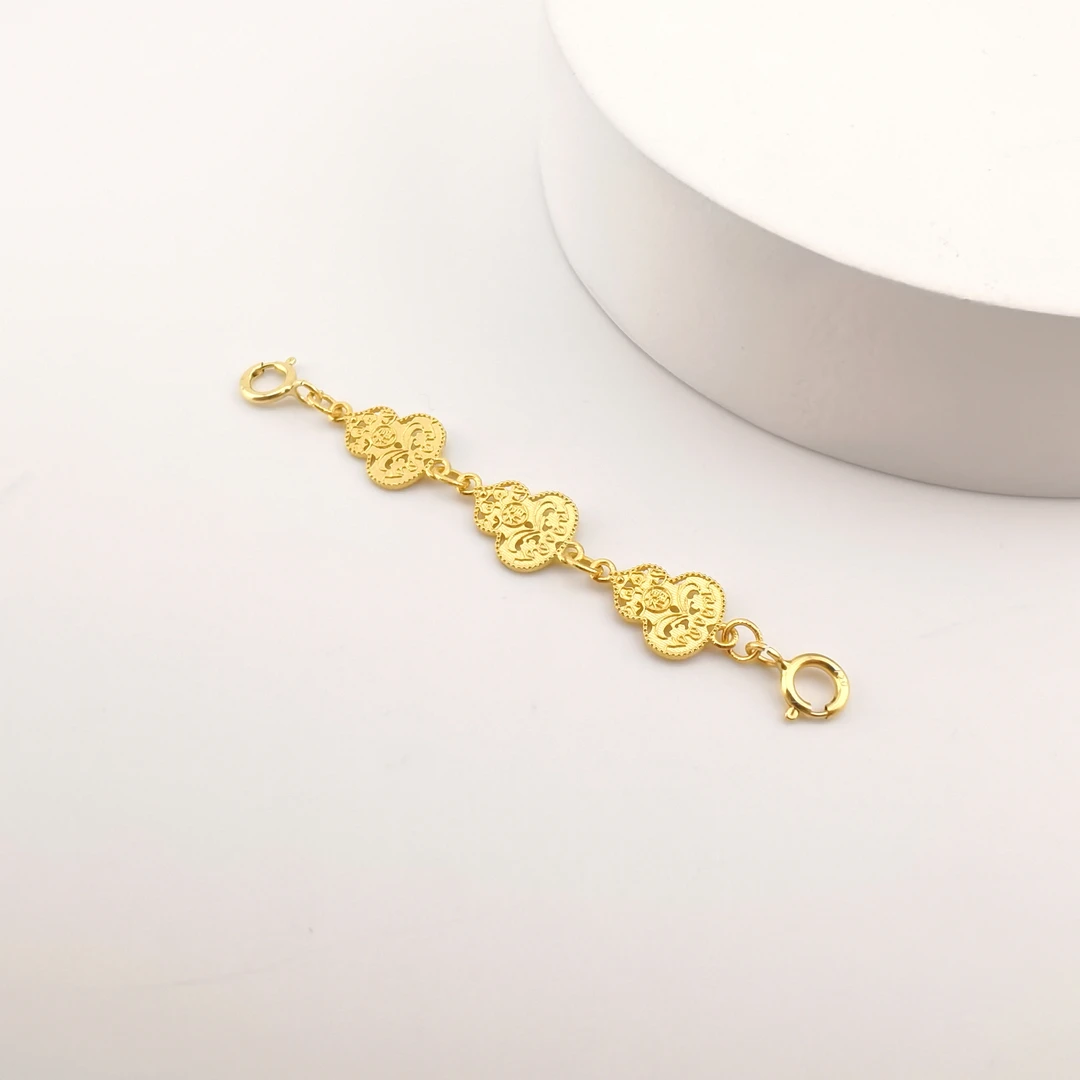 【洛一珠宝】【18K金】古法金葫芦万能延长链实心配件