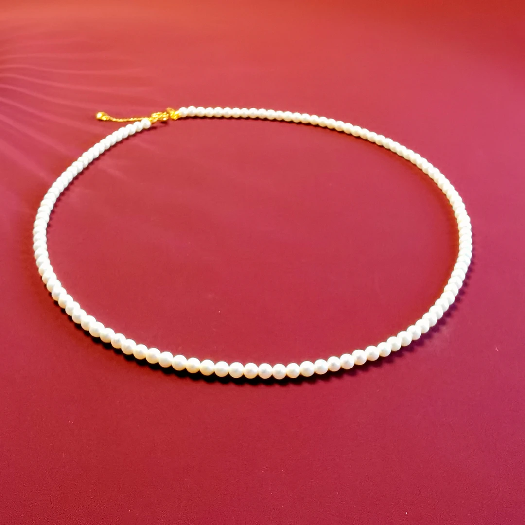 【洛一珠宝】天然强光AK珍珠小米珠18K金时尚百搭锁骨链女神款爆款