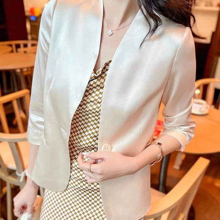 三醋酸无领西装waita外套