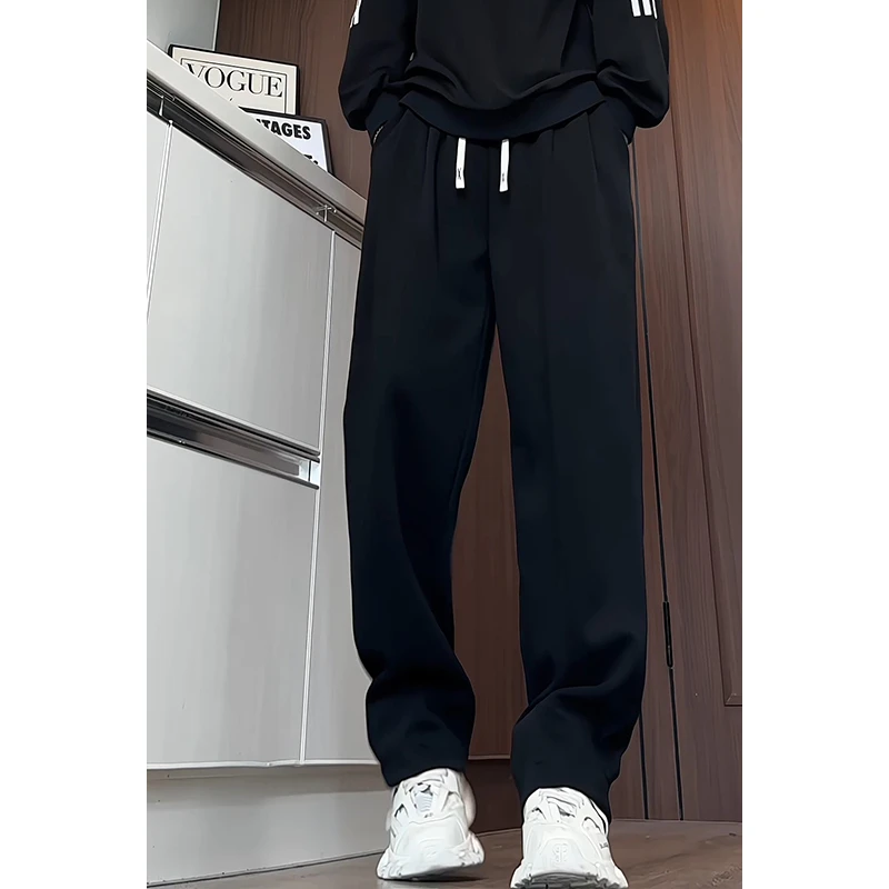 运动卫裤男春秋季新款垂感休闲裤香蕉裤男生宽松直筒弯刀裤长裤子