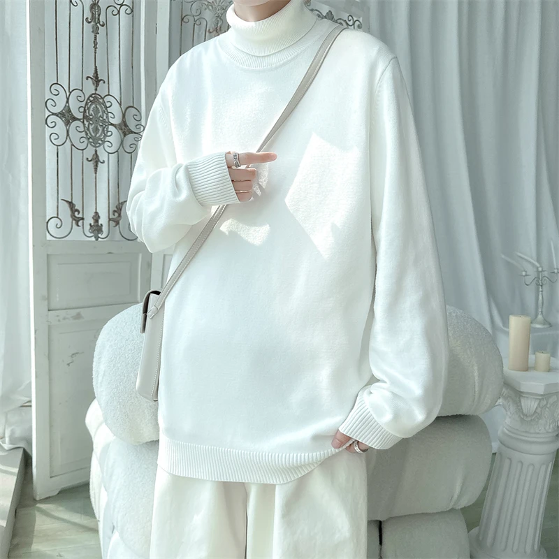 秋冬新款高领毛衣男生针织衫内搭上衣毛衣男士百搭简约潮流打底衫