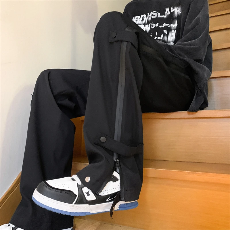 美式春装冲锋裤男运动登山裤宽松潮大码高街直筒休闲裤工装裤子