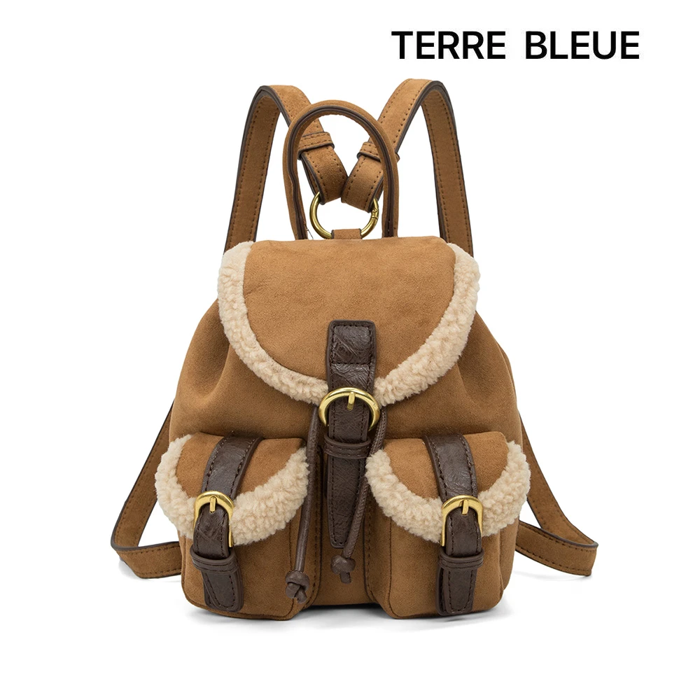 TERREBLEUE鲸喜2023秋冬新款女士复古双肩包88623