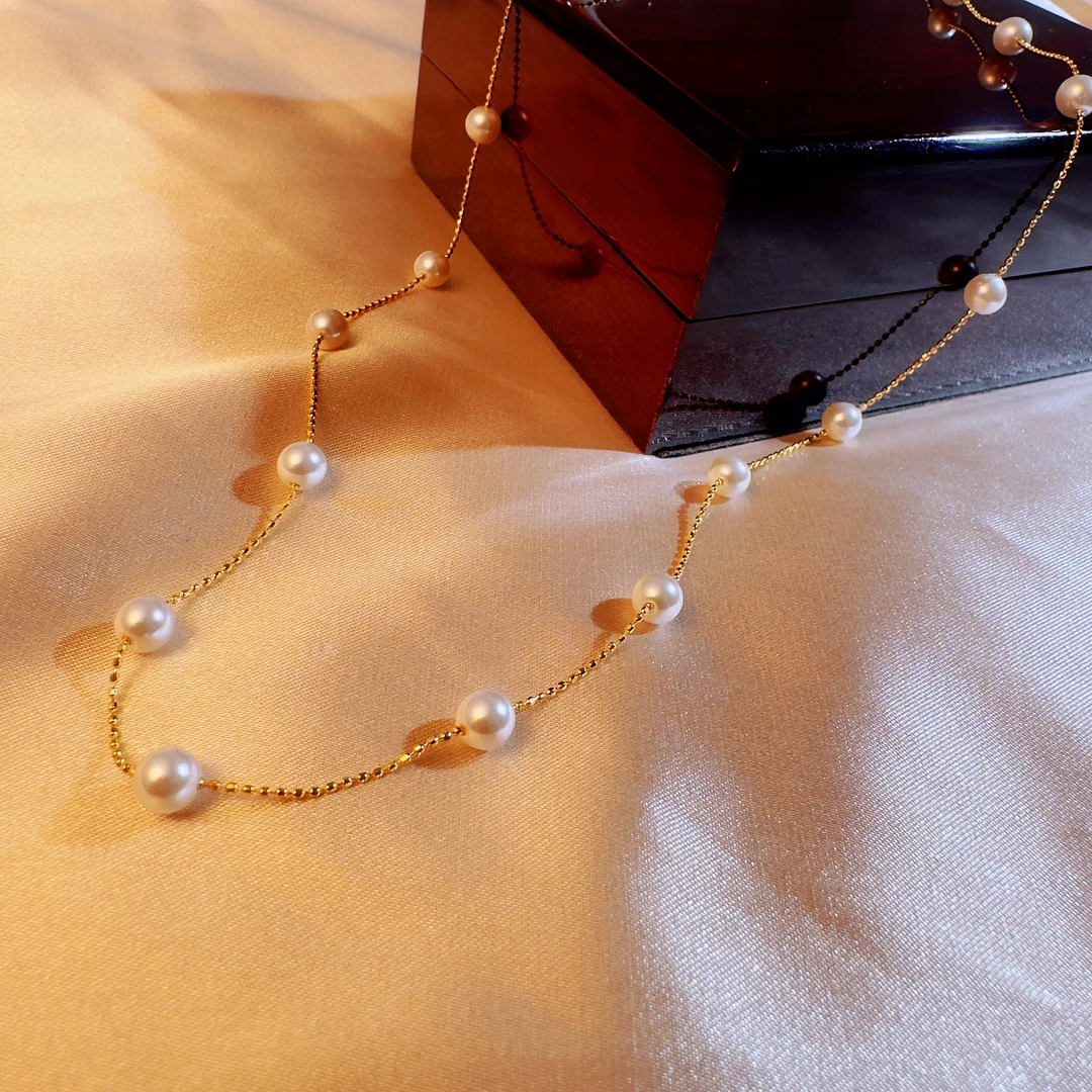 链子925银 【Y39】时髦满天星设计师银项链高级感强光正圆珠项链