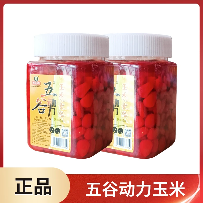 天网鱼饵五谷动力诱钓两用瓶装麝香红玉米大颗粒巨物套餐
