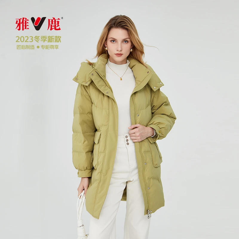 V雅鹿冬季时尚白鸭绒休闲加厚女款保暖羽绒服YLS01X01740