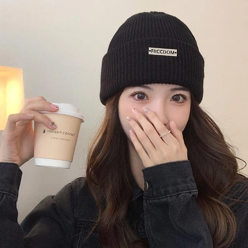 毛线帽女日系针织帽冷帽帽子男秋冬瓜皮帽百搭雅痞地痞帽冬季