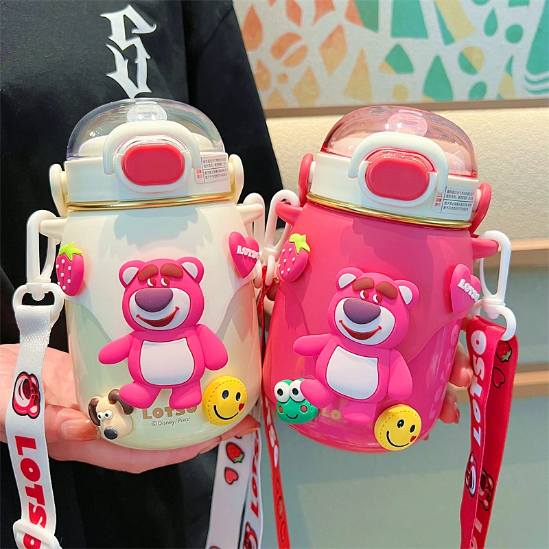 可爱儿童草莓熊316保温杯小学生高颜值吸管水杯女大容量便携杯子