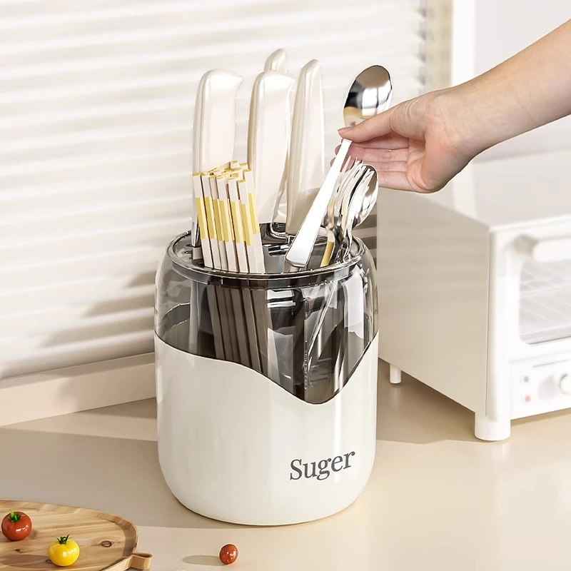 厨房置物架收纳沥水置物架筷子收纳实用菜刀桌面可拆卸旋转置物架